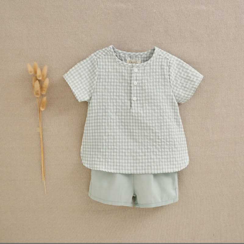Set For Baby Boy Vichy Green Square