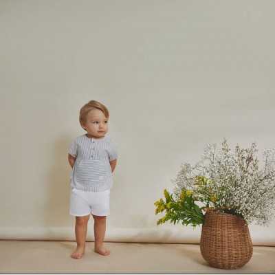 White and Gray Striped Baby...