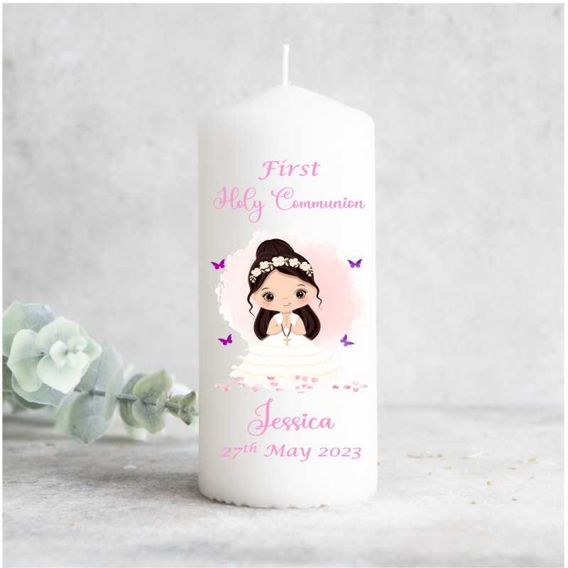 Personalised Communion Candle Pink