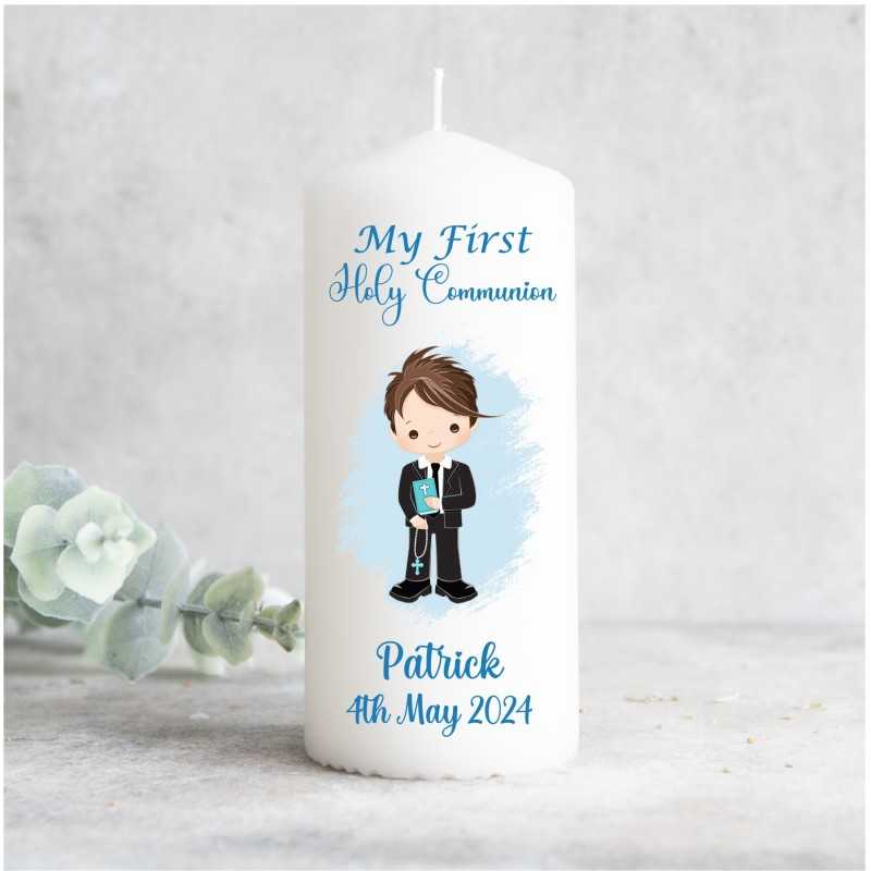 Personalised Communion Candle Blue
