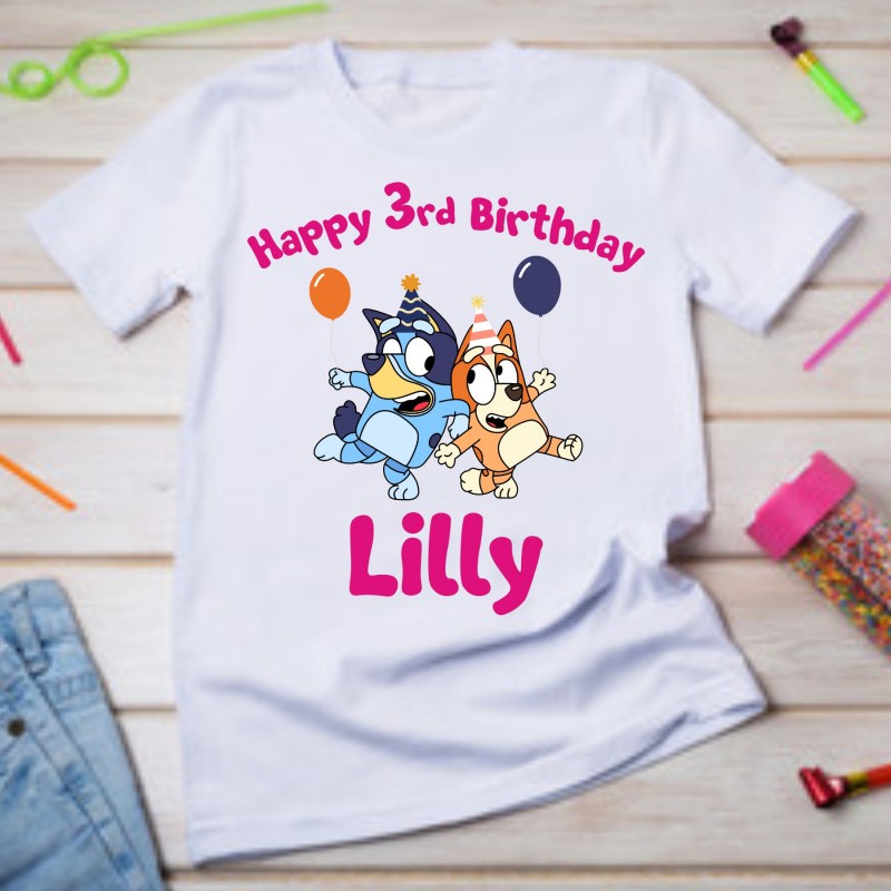 Personalised Birthday T-shirt Bluey
