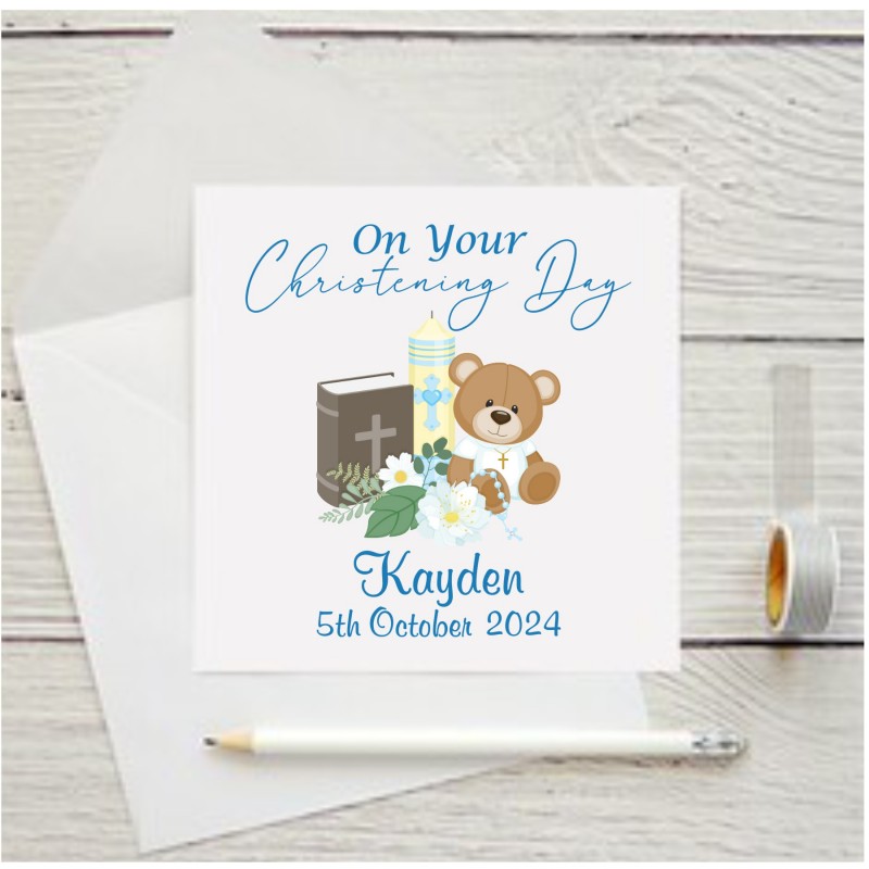 Personalised Christening Card pink/blue