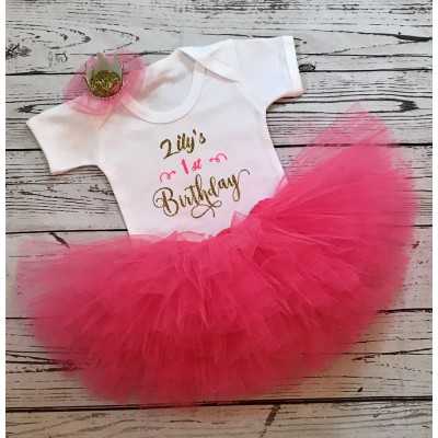Birthday Tutu Set Bright Pink