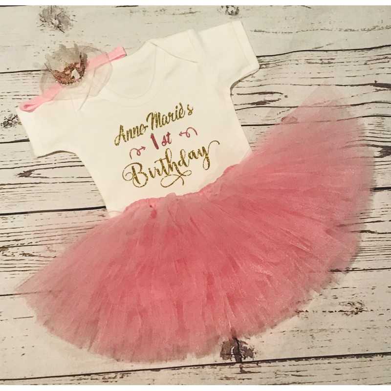 Birthday Tutu Set Pink with glitter...