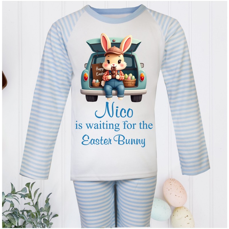 Personalised Easter Pyjamas Bunny Blue