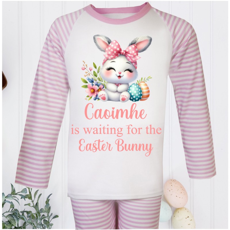 Personalised Easter Pyjamas Bunny Pink