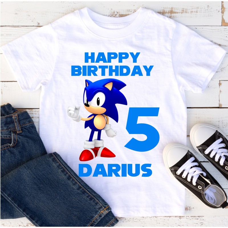 Personalised Birthday T-shirt Sonic