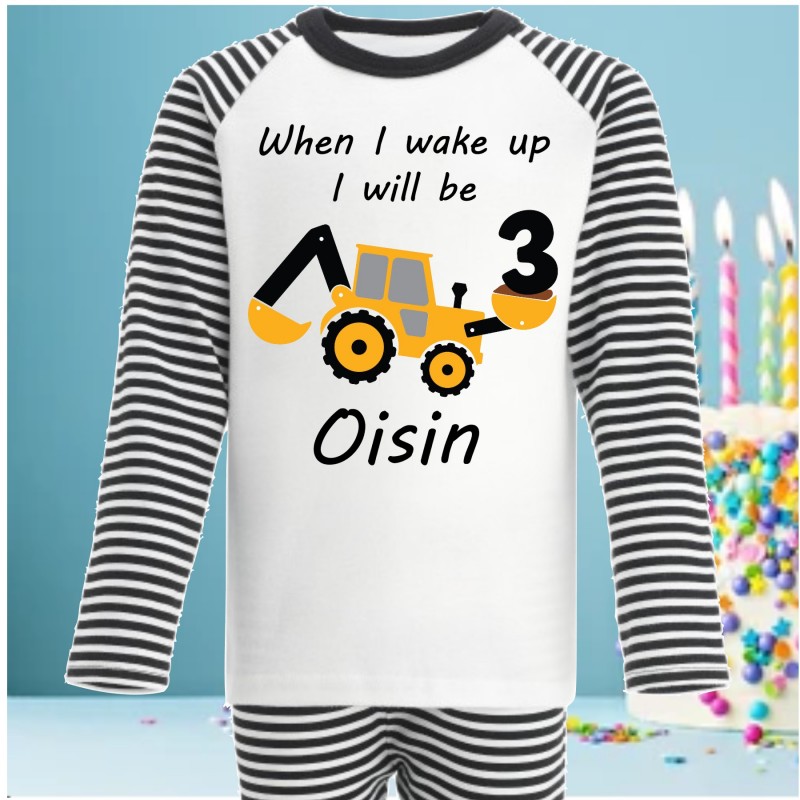 Personalised Birthday Pyjamas Digger