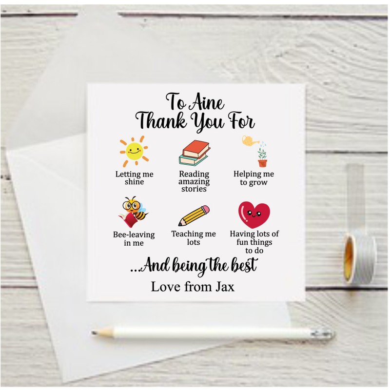 Personalised Thank You Teacher card 3