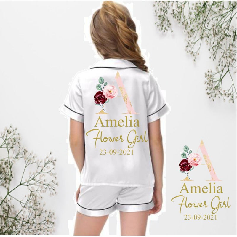 Personalised Flower Girl satin pyjamas 1
