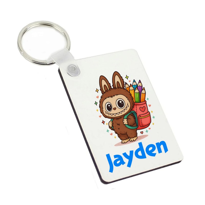 Personalised School Bag Tag blue Labubu