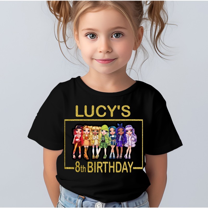 Personalised Birthday T-shirt Rainbow...
