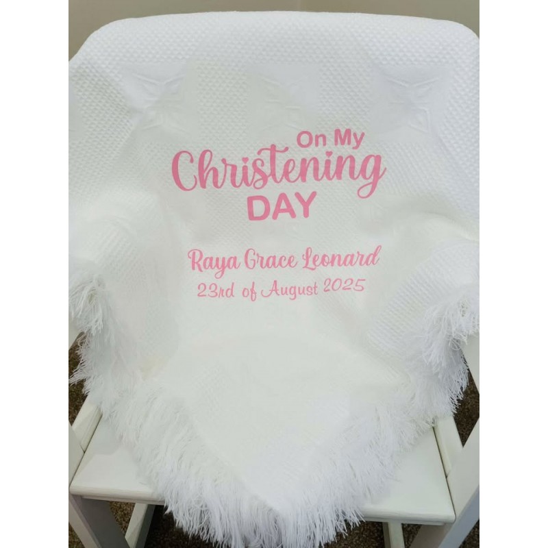 Personalised Christening Shawl pink/blue