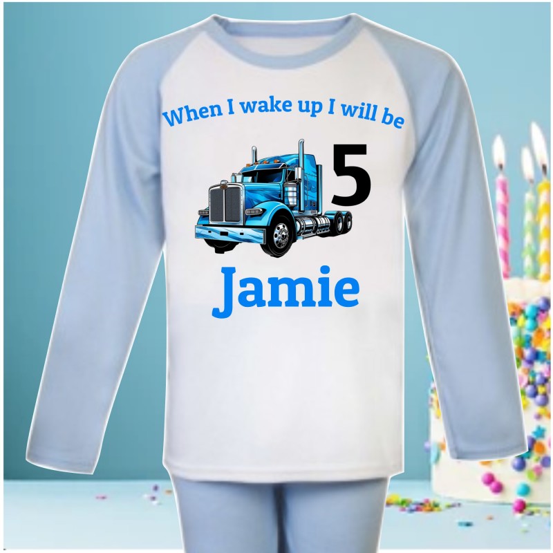 Personalised Truck Birthday Pyjamas