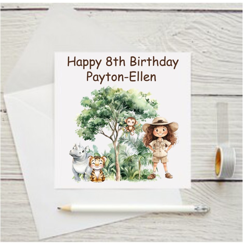 Personalised Birthday Card Safari Jungle
