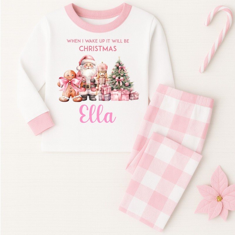 Personalised Christmas Pyjamas Pink Personalised Christmas Pyjamas Pink
