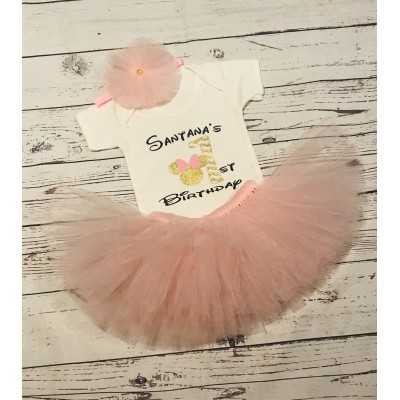 Birthday Tutu Set Pink/Gold