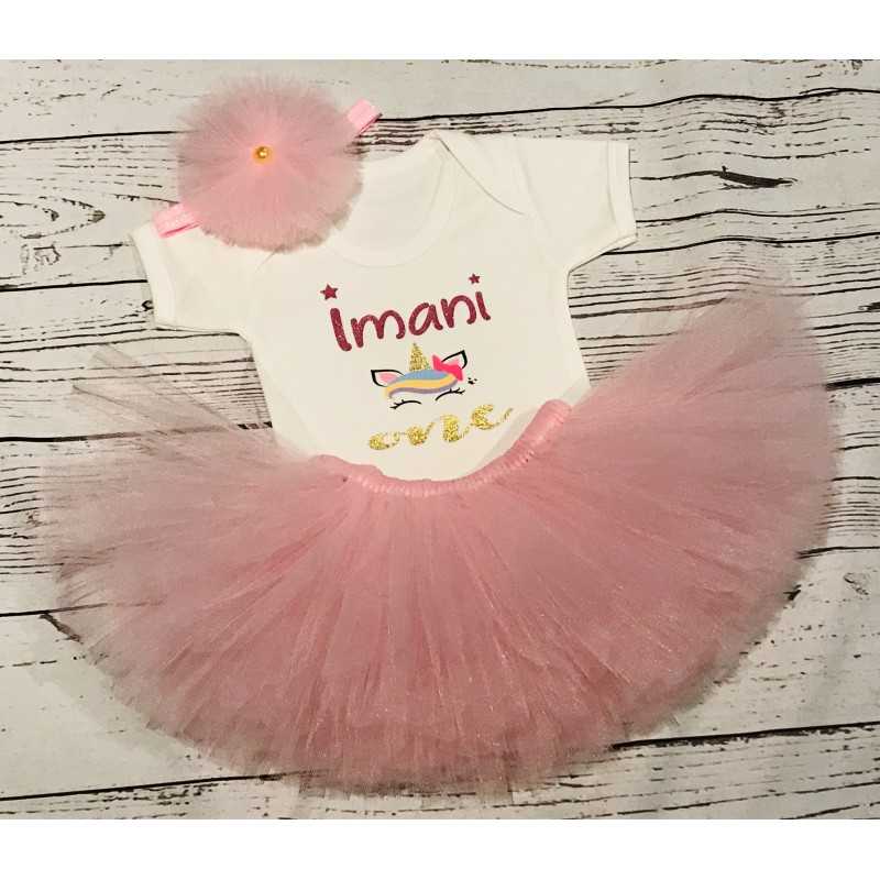 Unicorn Birthday tutu set Light Pink