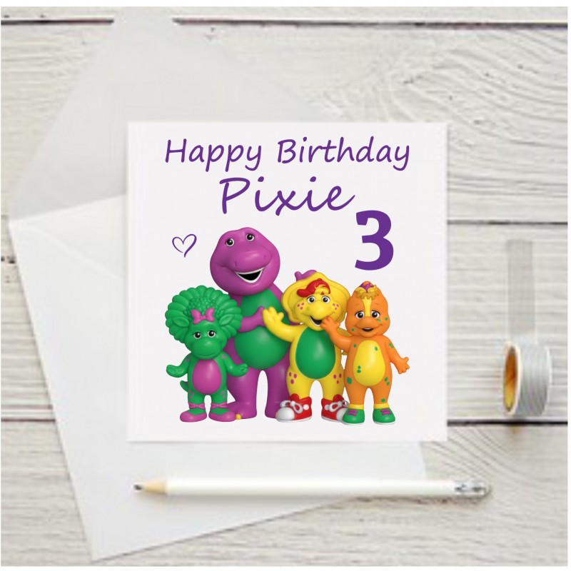 Personalized Barney Birthday Card