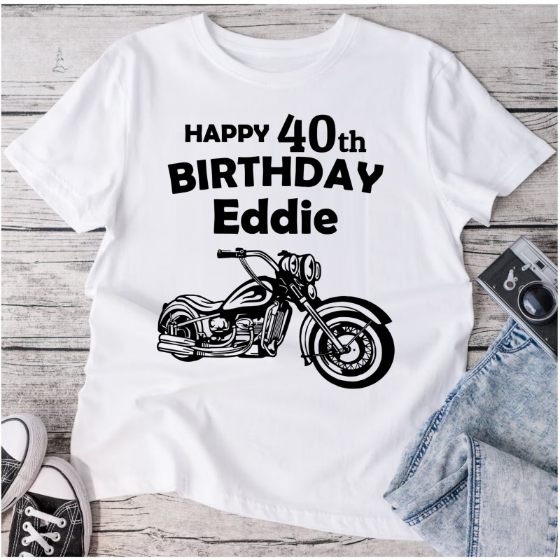 Personalised Birthday Motorbike t-shirt