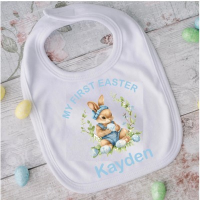 My First Easter Bib pink/blue 2