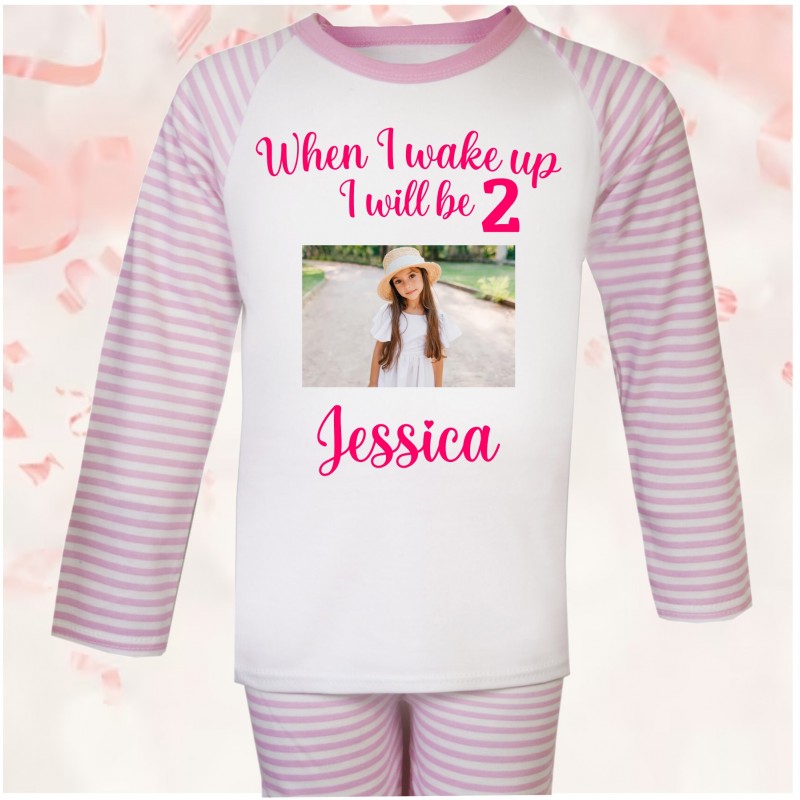 Personalised Photo Birthday Pyjamas Pink