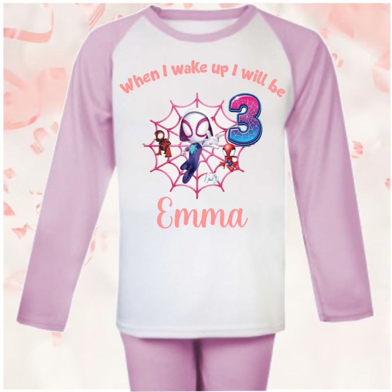 Personalised Pink Birthday Pjs Spidey...