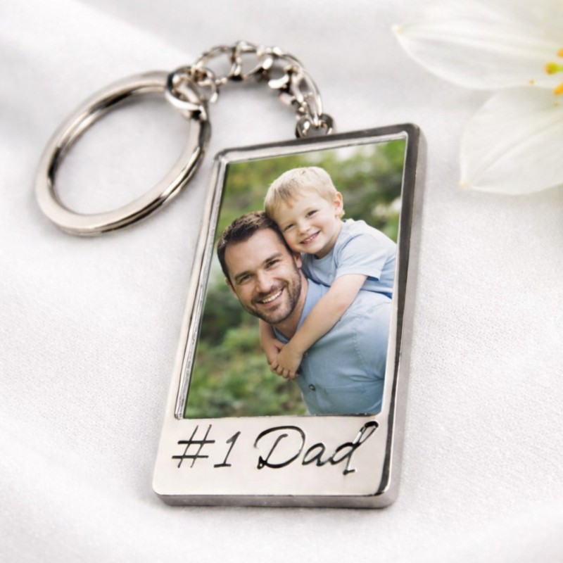 Personalized Photo 1 Dad Keyring
