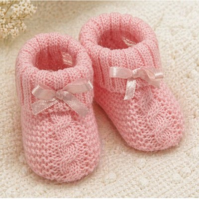 Knitted Baby Bootees With...