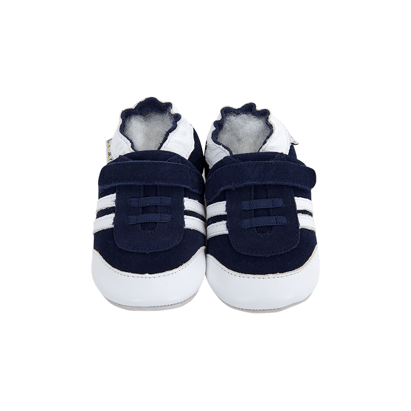 BABY SOFT LEATHER SLIPPERS NAVY TRAINERS